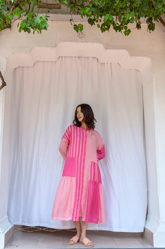 Mila Pink Color Blocked Dress