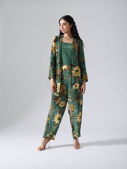 Floral green jacket Co-ord