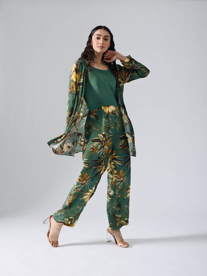 Floral green jacket Co-ord