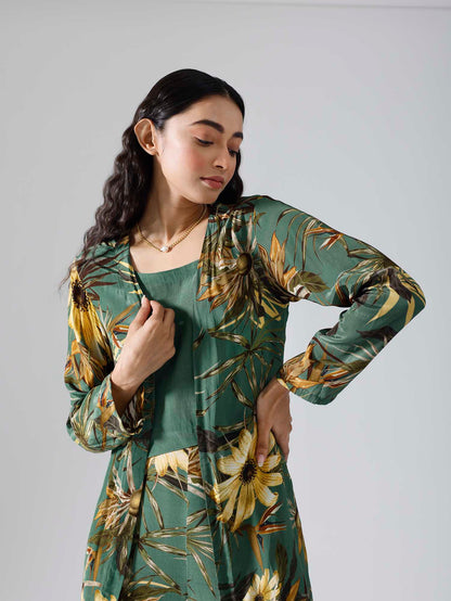 Floral green jacket Co-ord