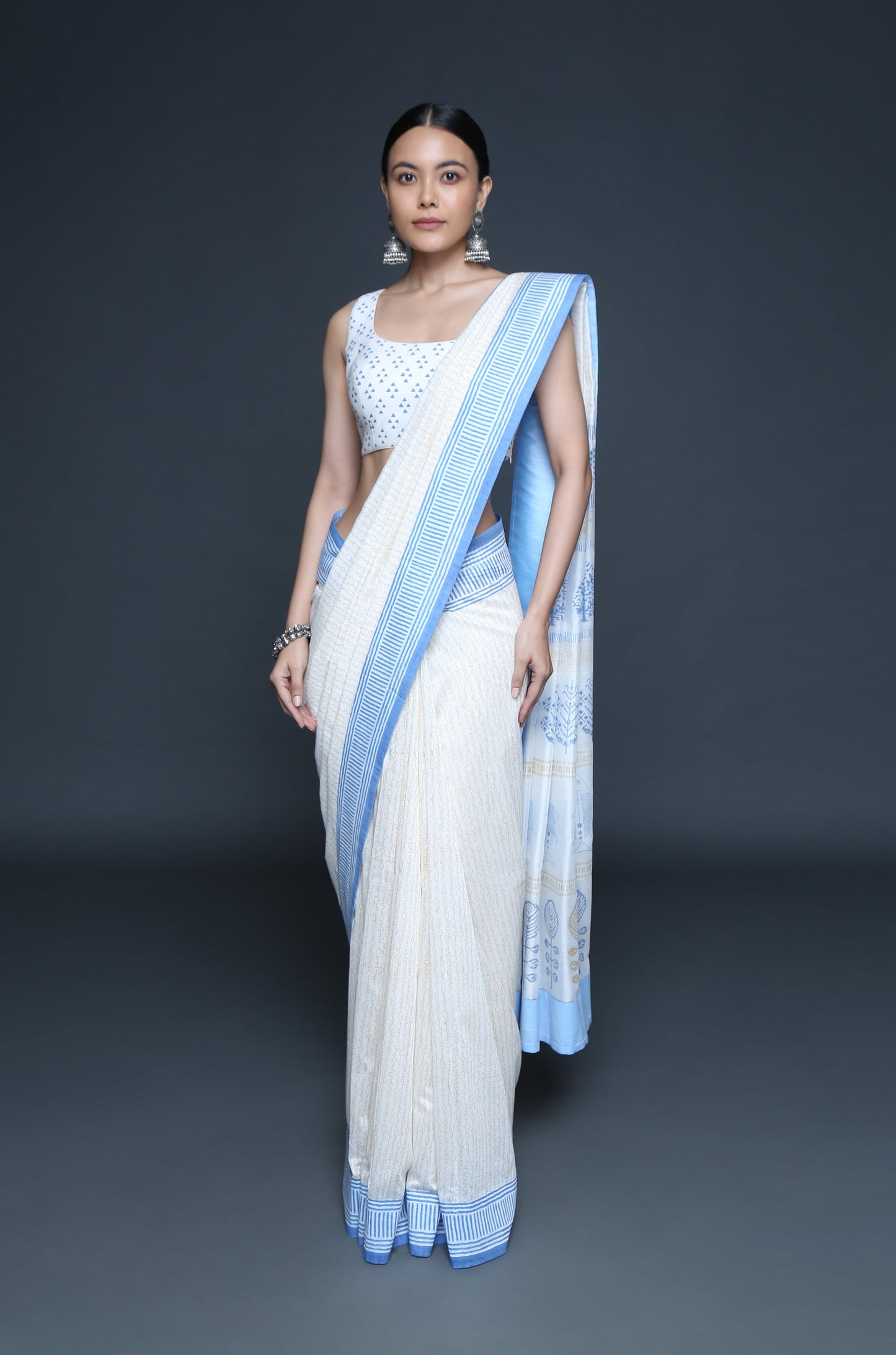 Exquisite Block Printed Saree Set