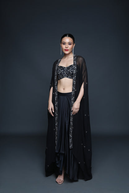 Cape Set With Dhoti Skirt