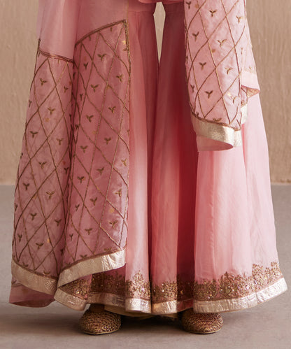 Afsana Handloom Baby Pink Organza Top With Gharara And Organza Dupatta
