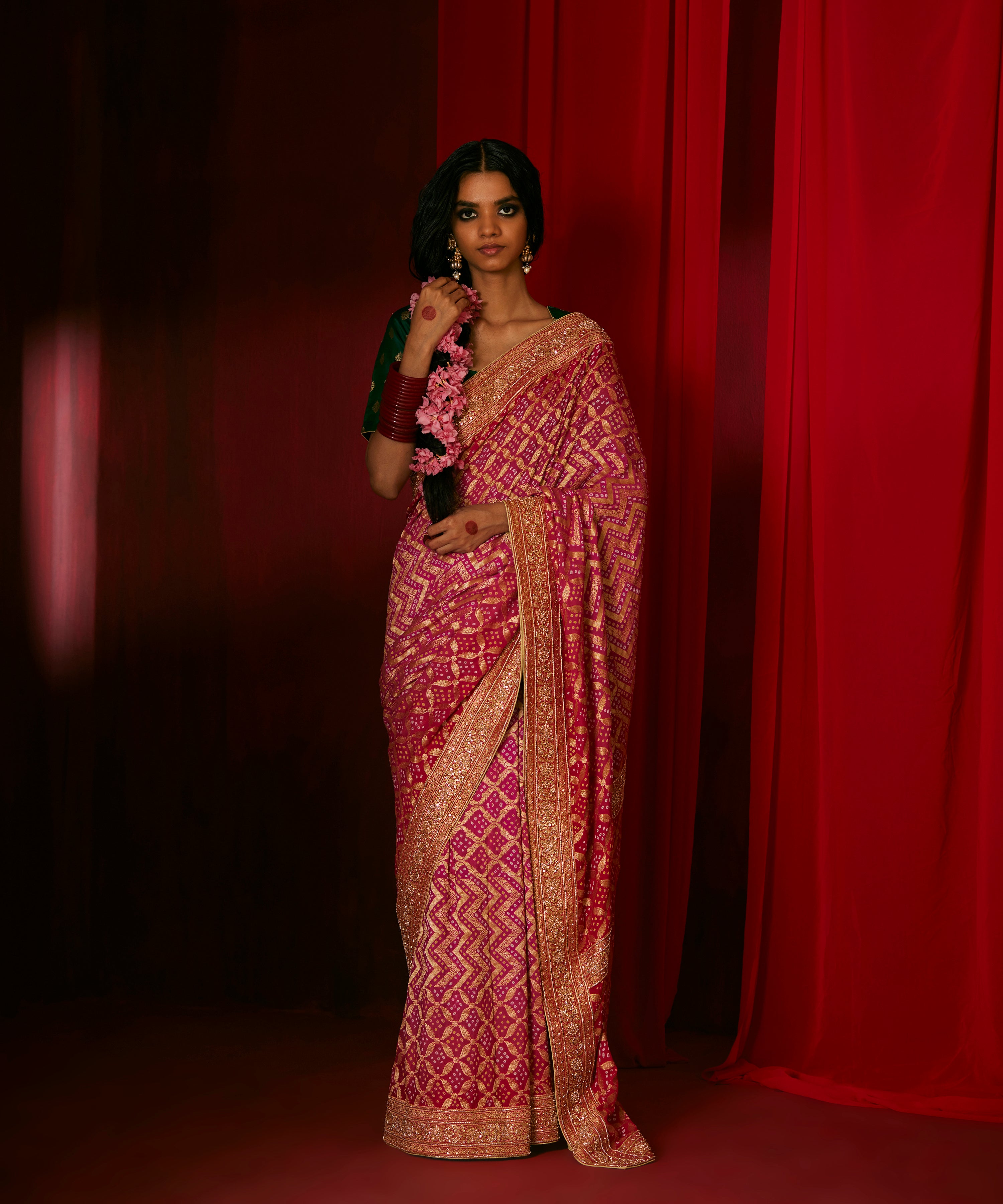 Banarasi Bandhani Saree on Pure Georgette | Saree trends, Elegant saree,  Beautiful dress designs