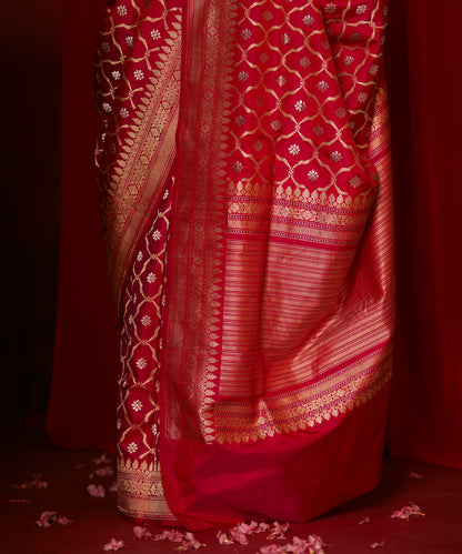 Rani Pink Pure Katan Silk Banarasi Saree With Pure Zari Kadhwa Jaal