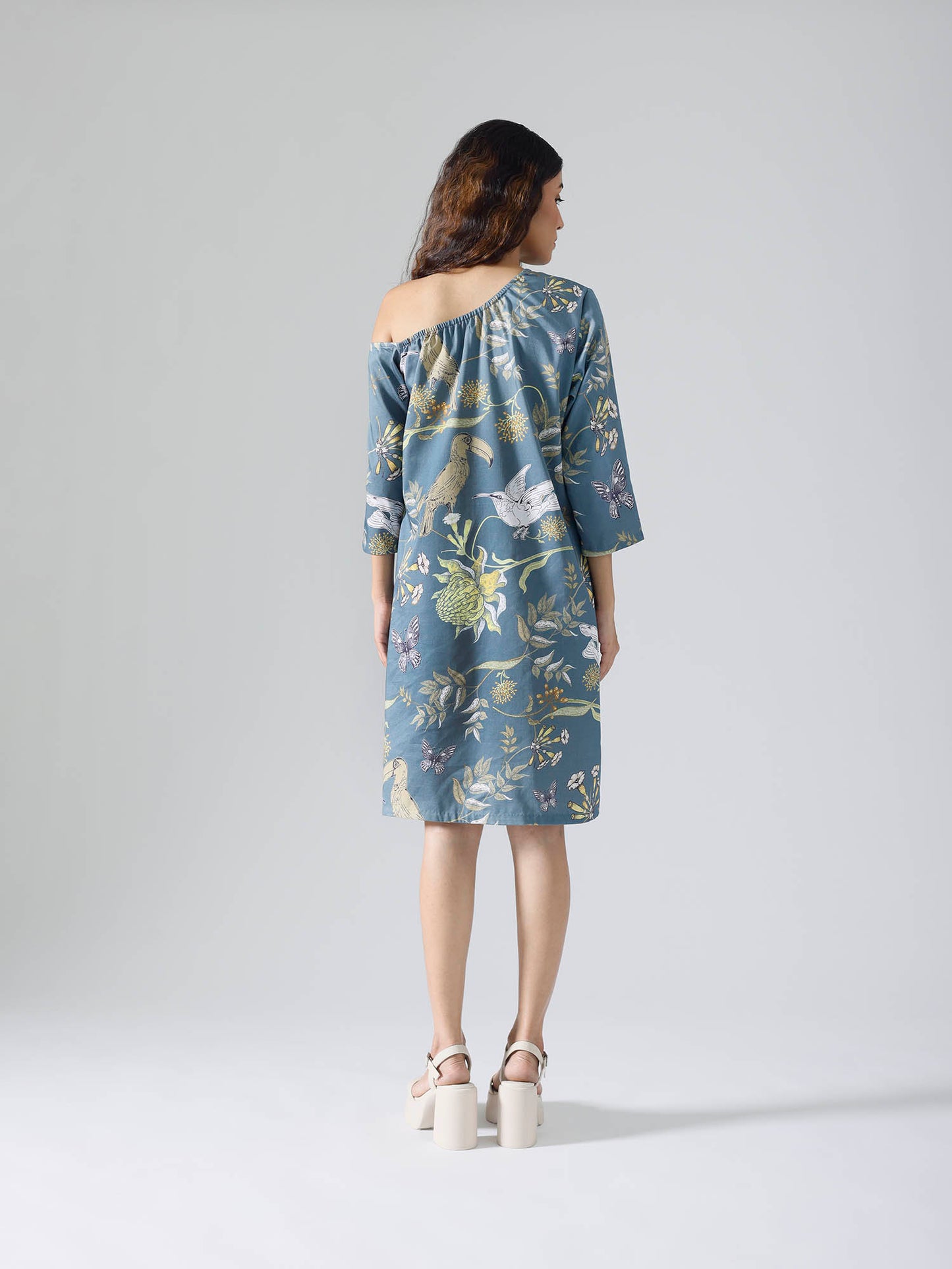 Toucan teal drop shoulder dress