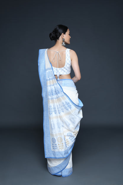 Exquisite Block Printed Saree Set