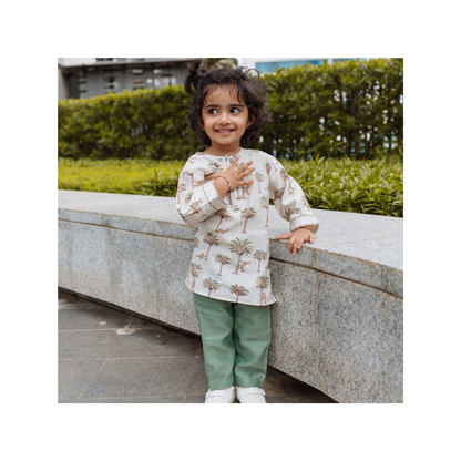 Chanderi Kurta Pyjama Set | Hand-Block Printed- Langoor Party