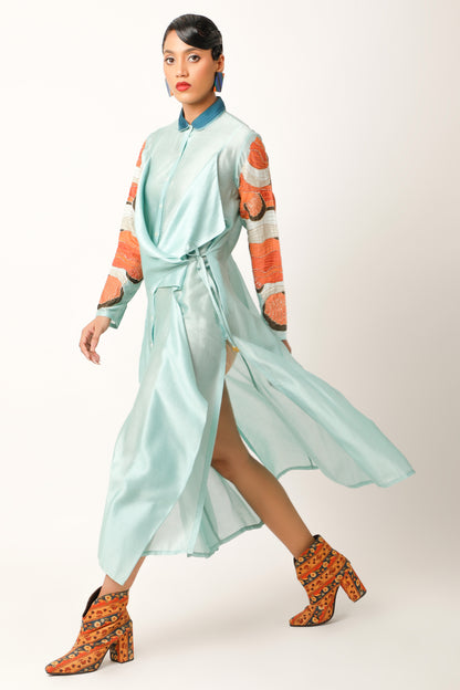 Draped Shirts With Fish Detail On The Sleeves + Inner Slip + Pants