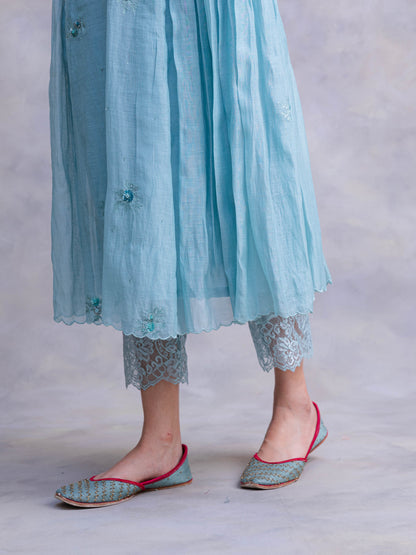 Chanderi Straight Cut Kurta And Fitted Trousers