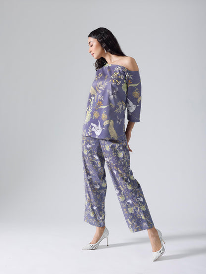 Toucan lavendar mismatch drop shoulder Co-ord