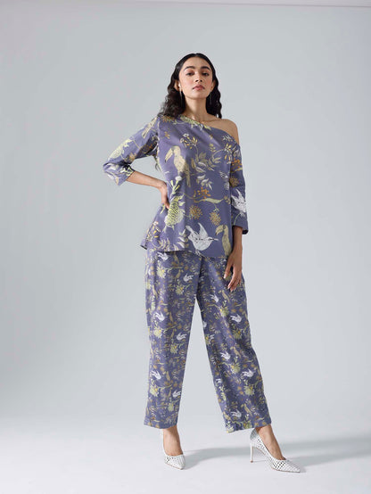 Toucan lavendar mismatch drop shoulder Co-ord