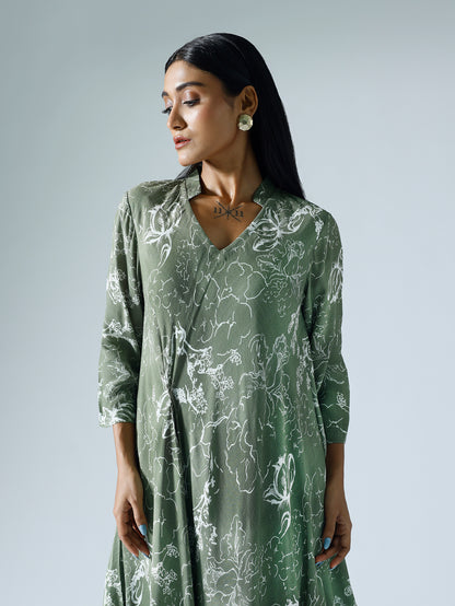 Bloom green draped dress