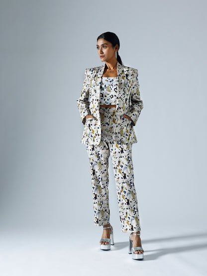 Pixelated Grey Pant Suits