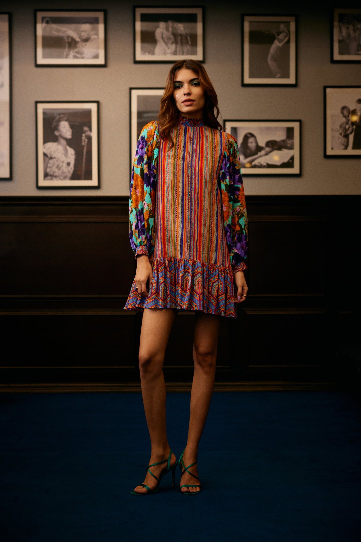 Abstract Smocked Collar Dress