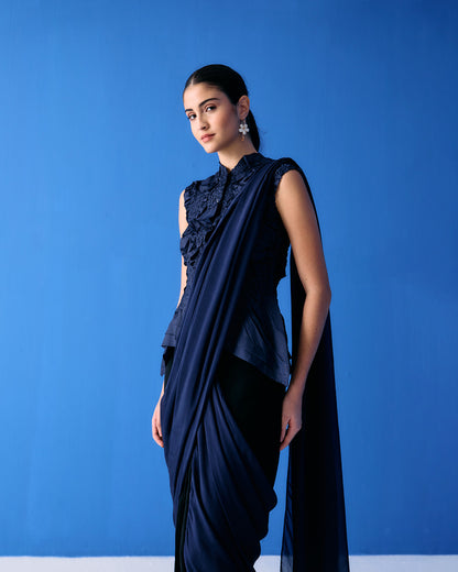 Black And Blue Saree