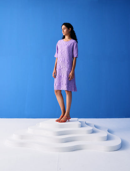 Lilac Flower Textured Dress