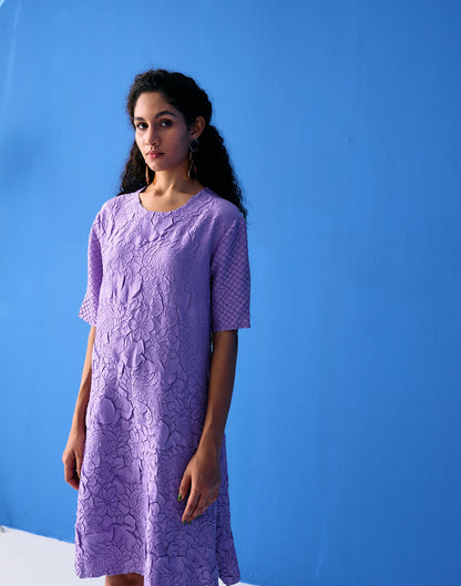 Lilac Flower Textured Dress