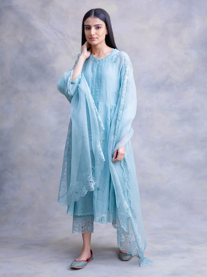 Chanderi Straight Cut Kurta And Fitted Trousers