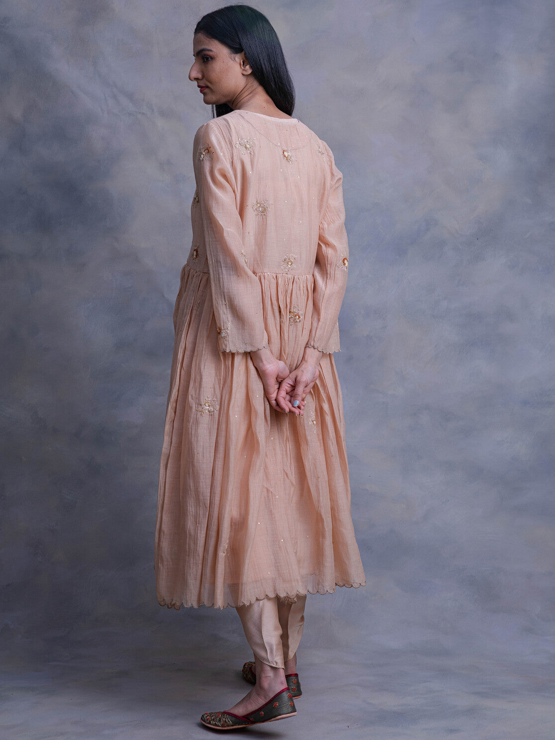 Soft Chanderi Dress Featuring Rose Motif