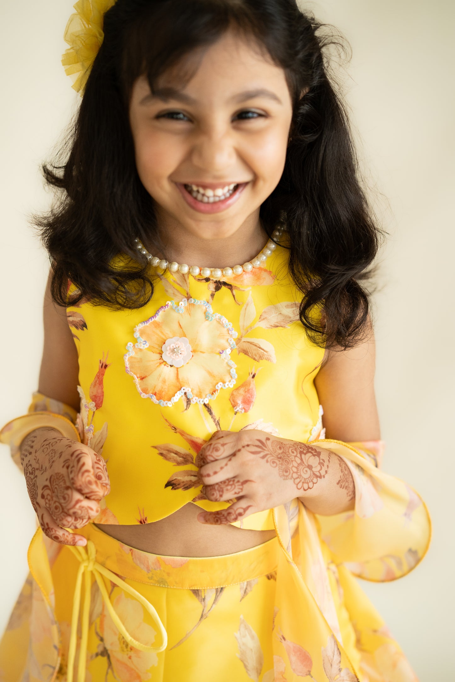 Yellow Printed Lehenga Set