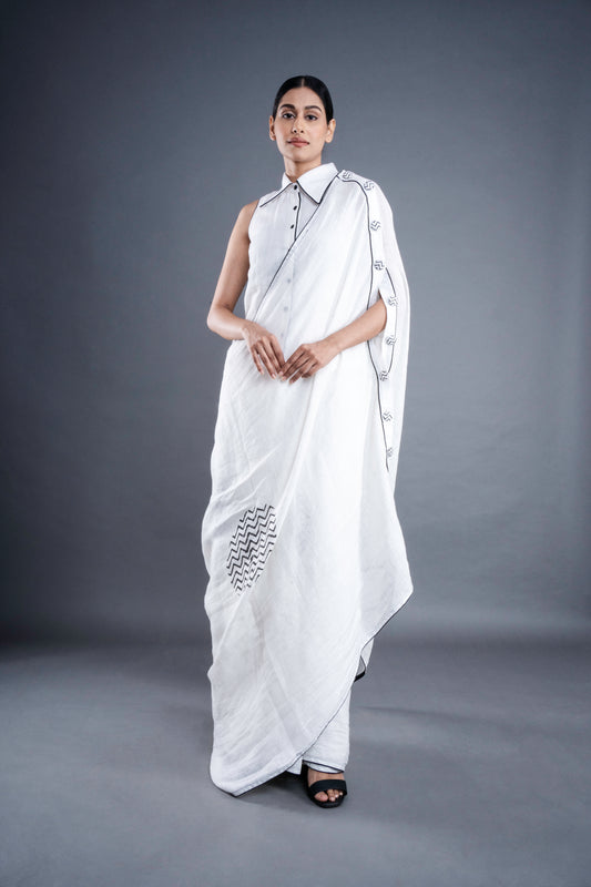 Mystic White Saree