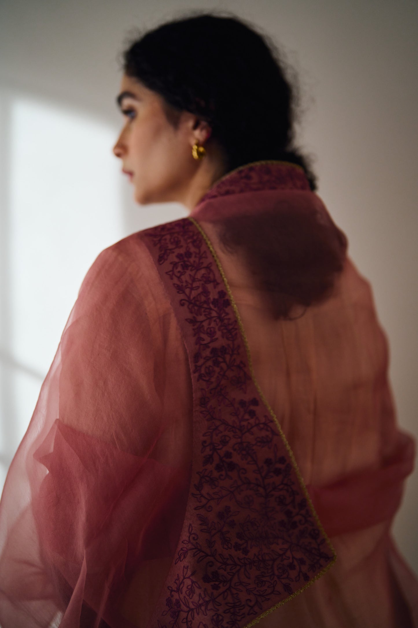 Kaia Organza Hand Embroidered Dupatta