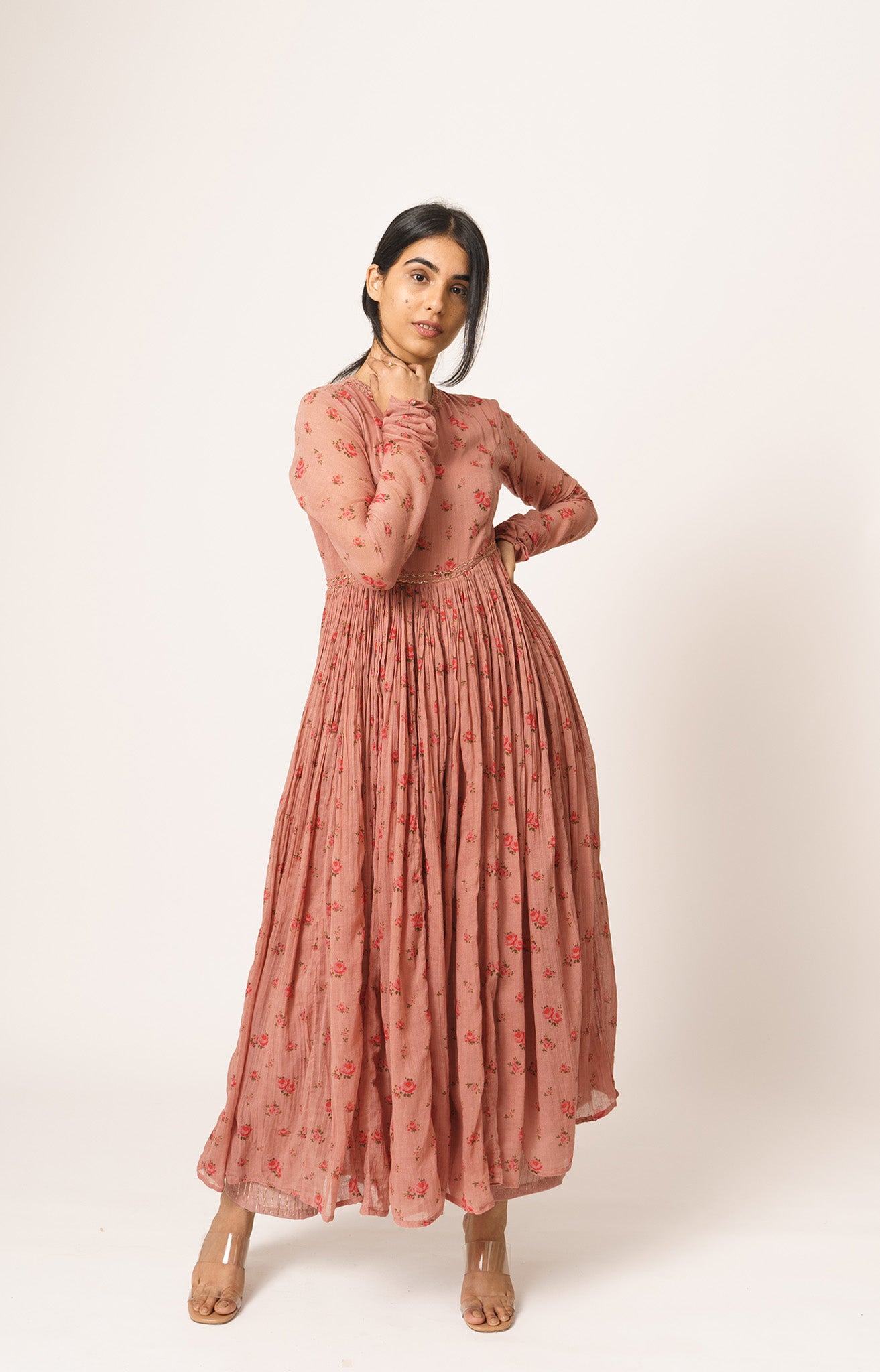 Old Rose Printed Anarkali-Dot38