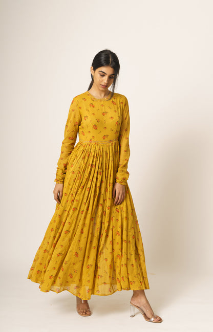 Mustard Printed Anarkali-Dot39