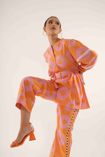 Tie And Dye- Pink Orange Bloom Co-ord Set