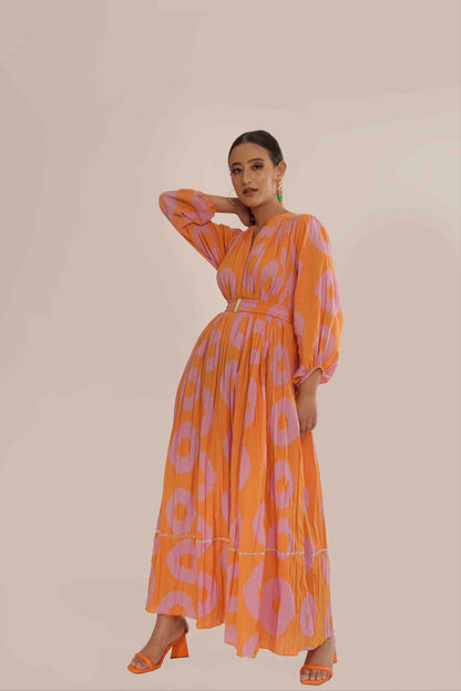 Tie And Dye- Pink Orange Rue Dress