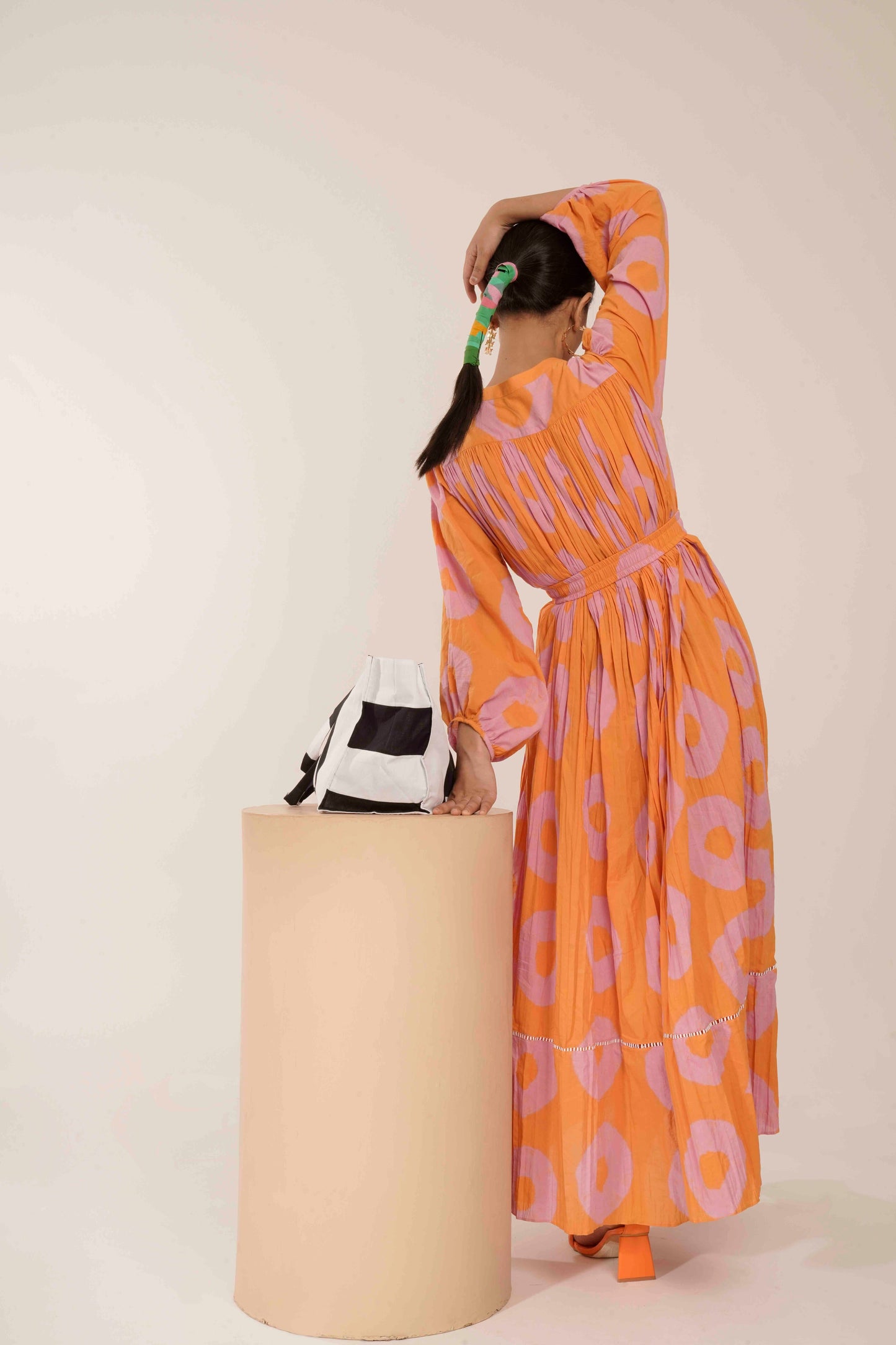 Tie And Dye- Pink Orange Rue Dress