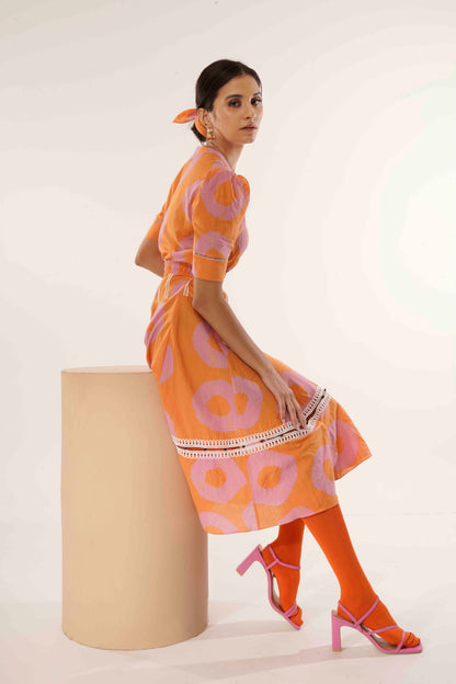 Tie And Dye- Pink Orange Julie Dress