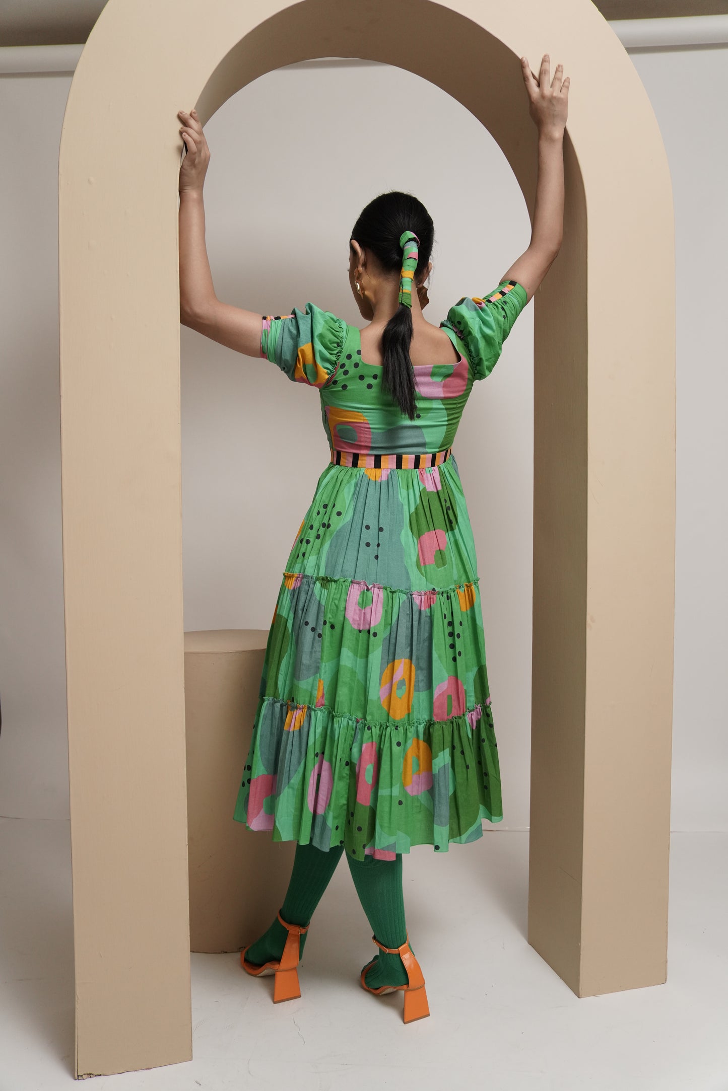 Green Print Lily Dress