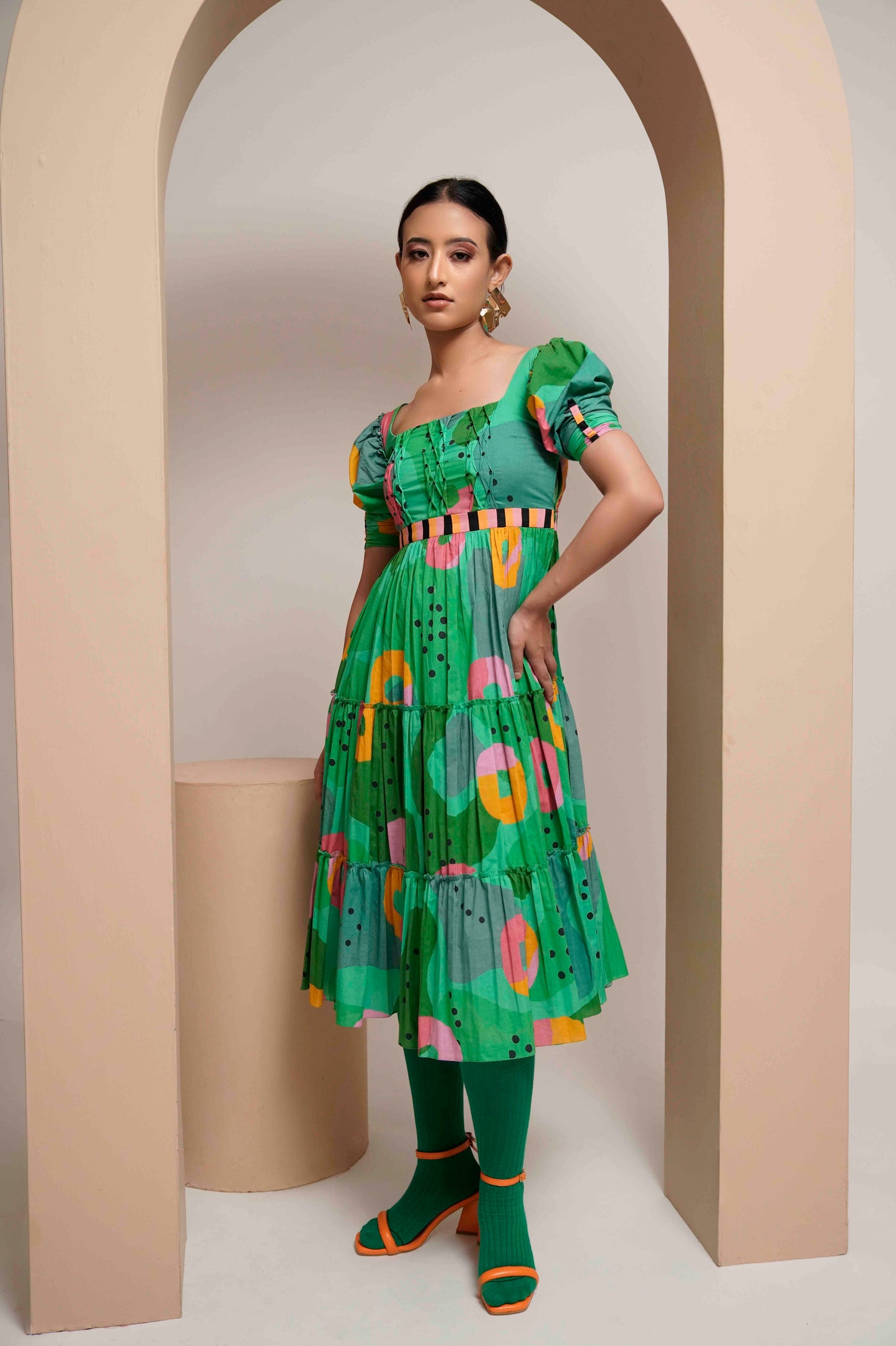 Green Print Lily Dress