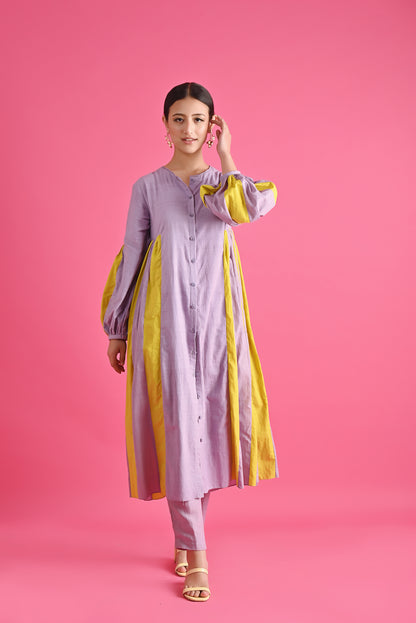 Lilac And Yellow Rusca Dress