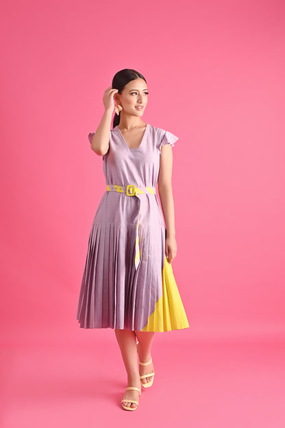 Lilac And Yellow Fronce Dress