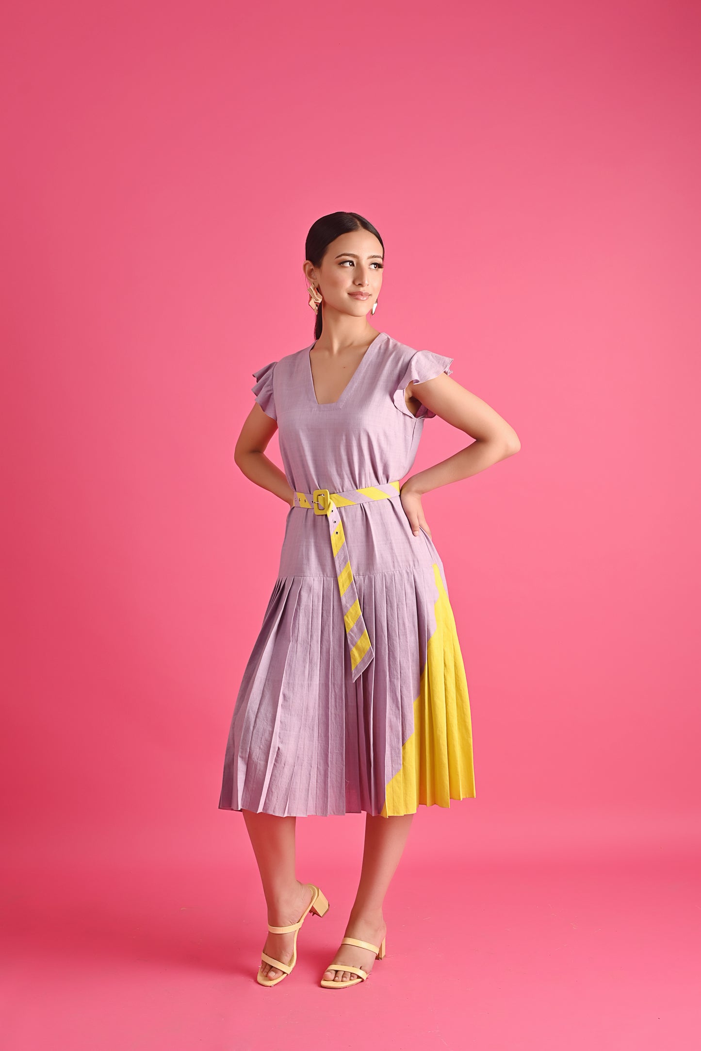 Lilac And Yellow Fronce Dress