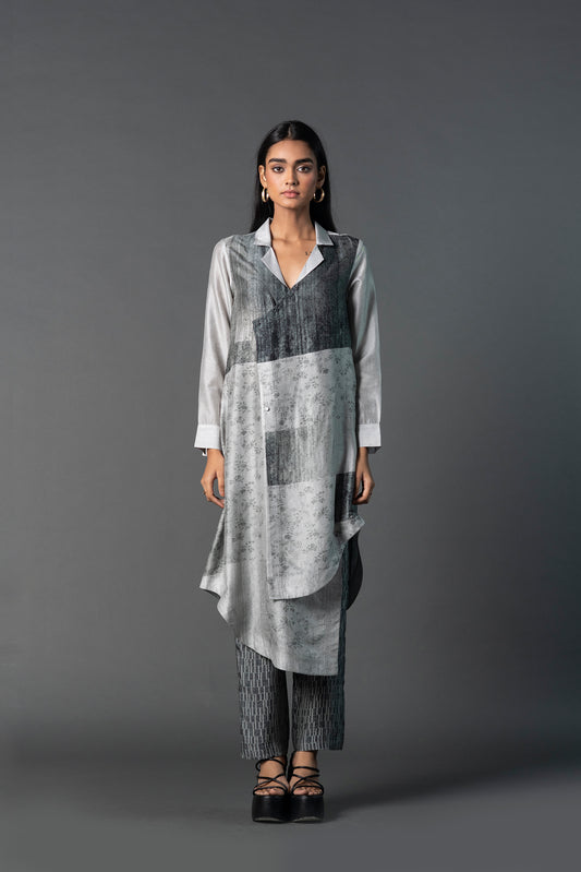Assymetric Tunic With Contemporary Print Palla