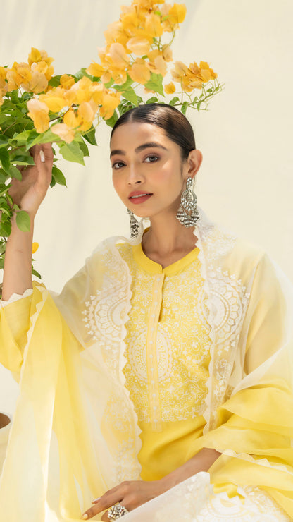 Fiza Kurta Set - Pastel Yellow