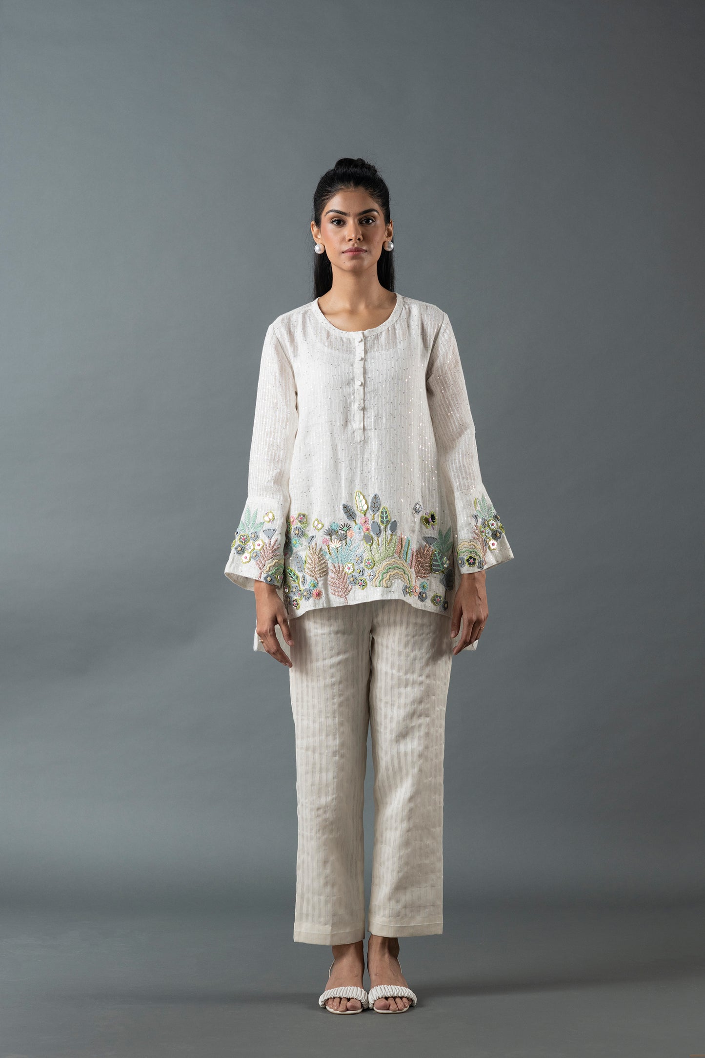 Organic Glass Embroidery And Linen Fletcher Pants