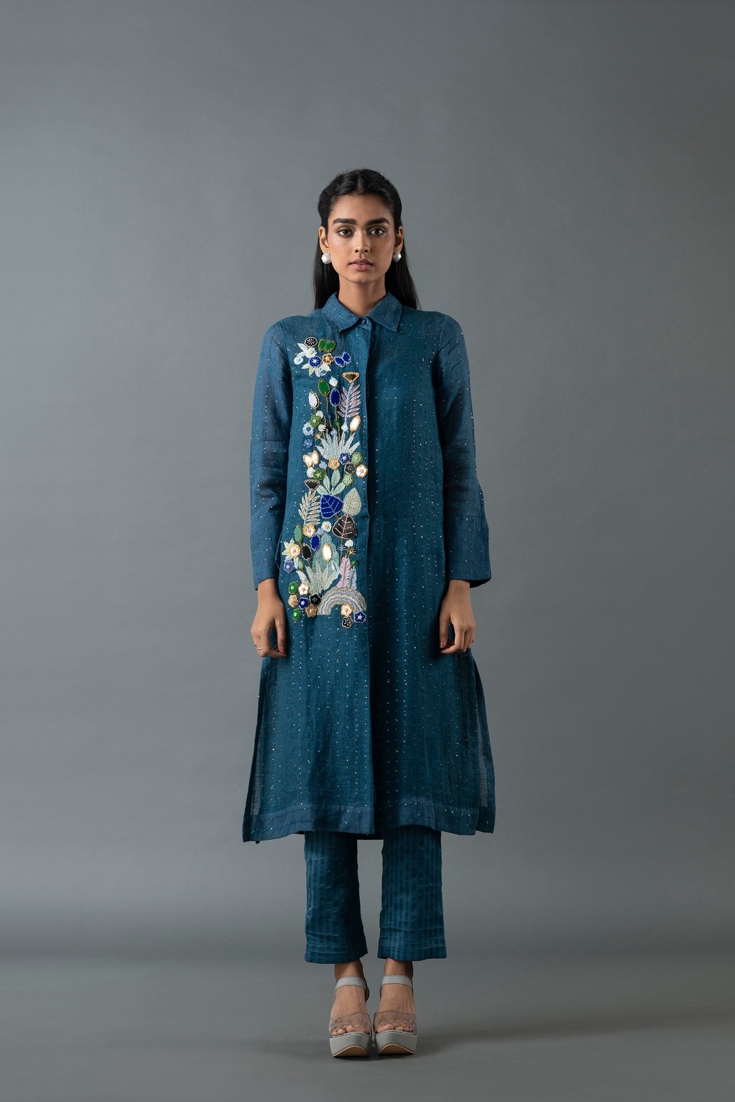 Midnight Blue Thread Embroidery Kurta Sets