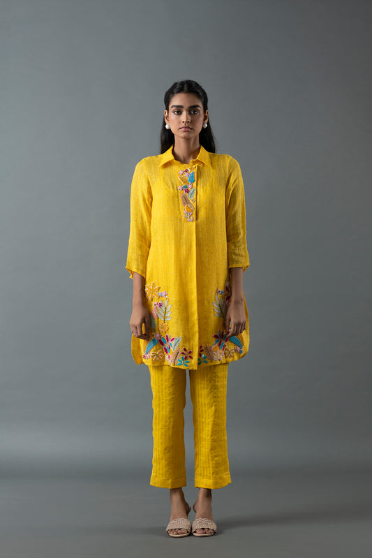 Sunrise Yellow Chic Closed Collar Style Kurta Sets