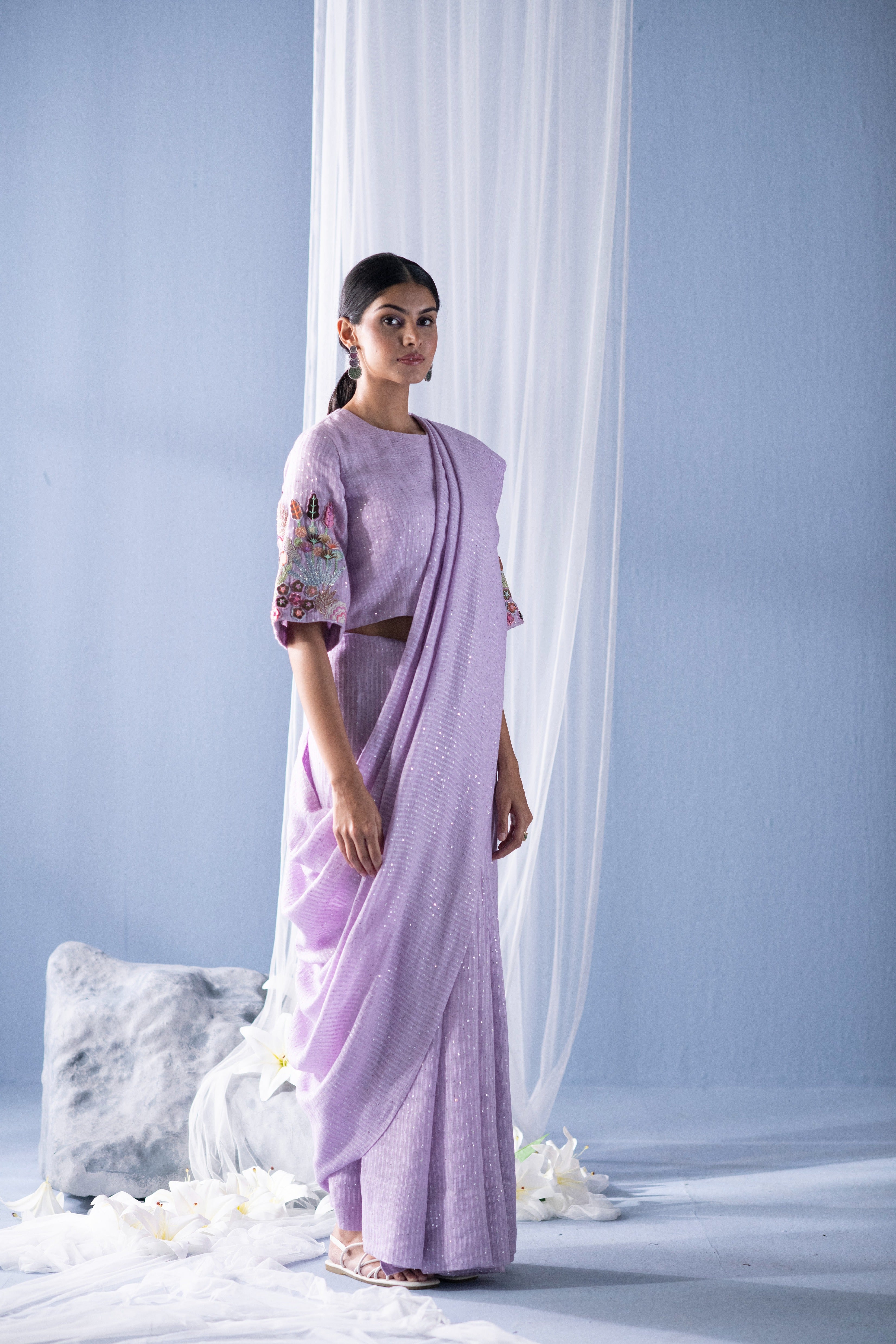 Buy Beatitude Lavender Jacquard Jamdani Saree for Women Online @ Tata CLiQ  Luxury