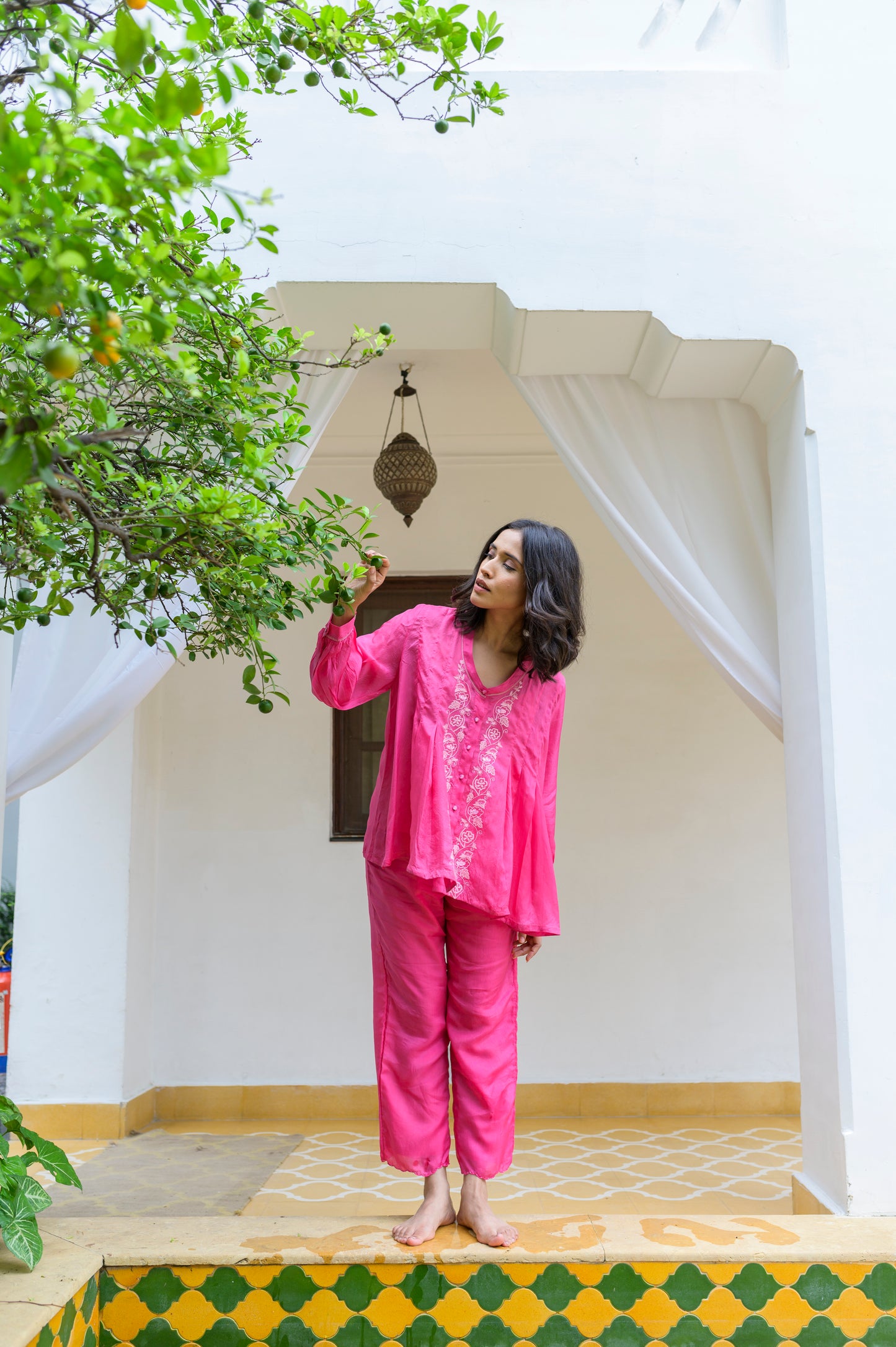 Tully Pink Pleated Top