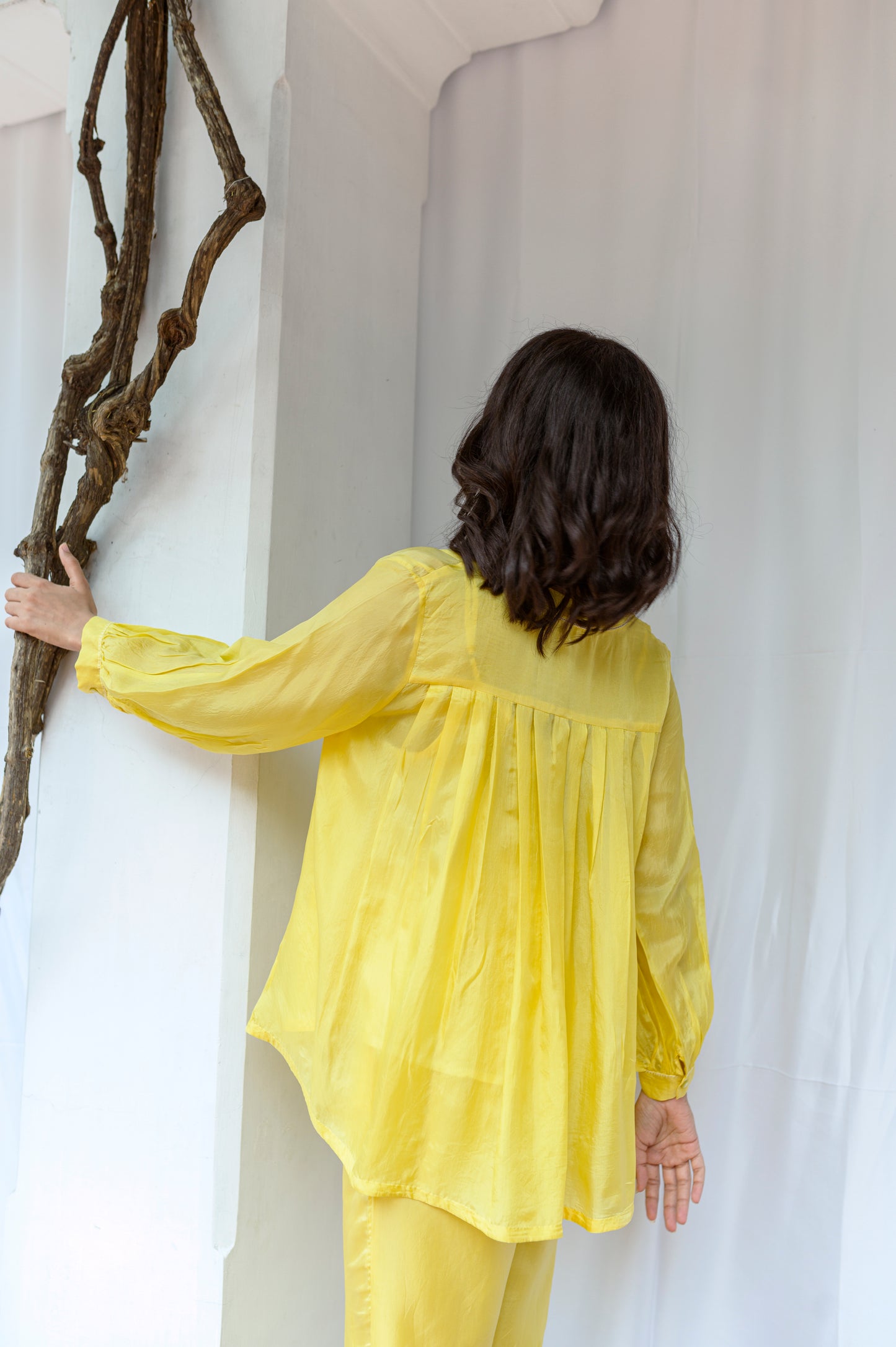 Tully Yellow Pleated Top