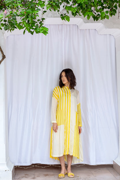 Mila Yellow Color Blocked Dress