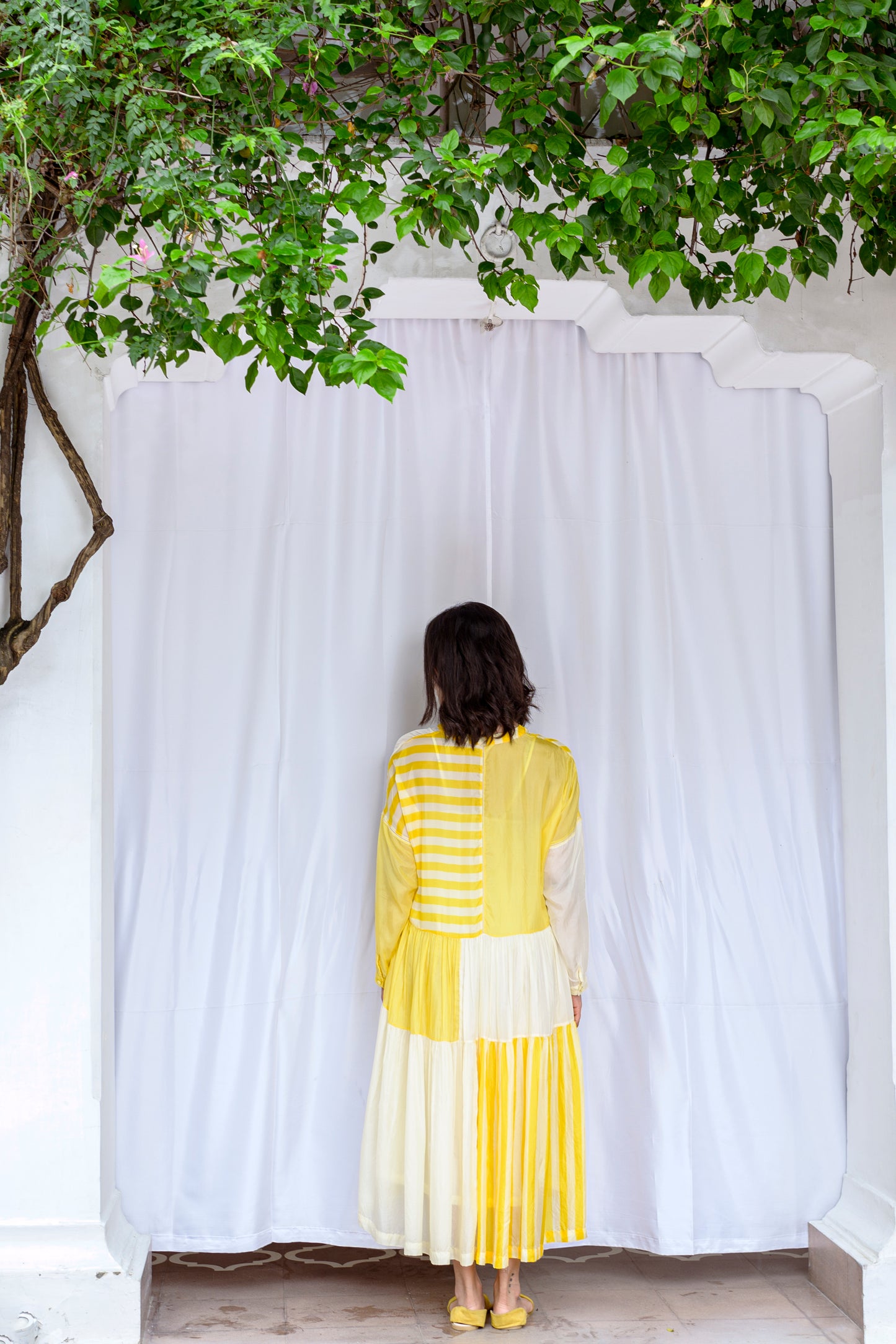 Mila Yellow Color Blocked Dress