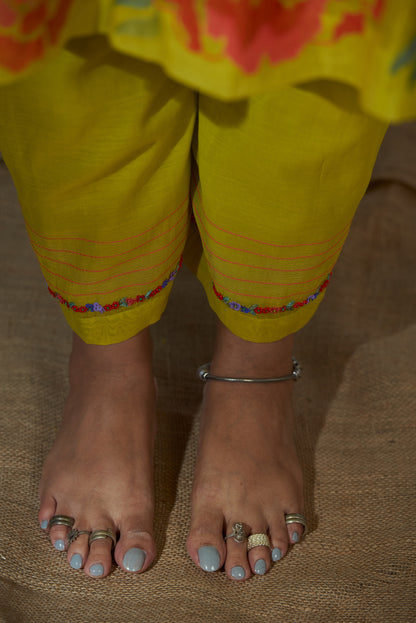 Marigold Emb. Centre Panel Kurta + Pants