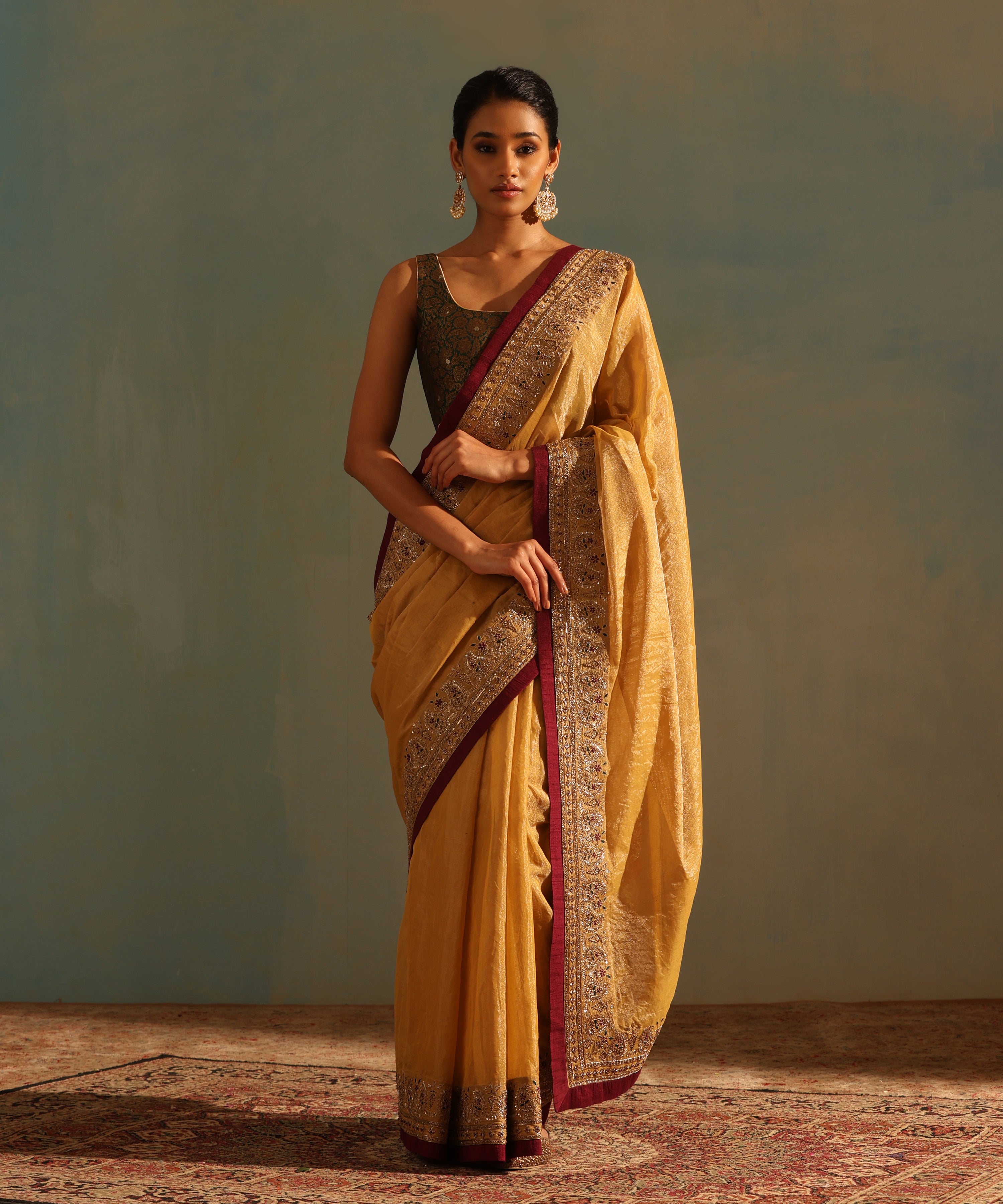 Inaya Pastel Blue Moti work Saree – SHARANYA KOLKATA